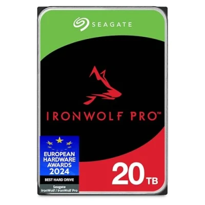 Image de Seagate IronWolf Pro 20 to, Disque Dur d&#039;entreprise Interne NAS HDD CMR, 3,5, SATA 6 Gbits/s, 7 200 TR/Min, 256 Mo de mémoire Cache, Services Rescue Ouverture Facile (ST20000NTZ01)