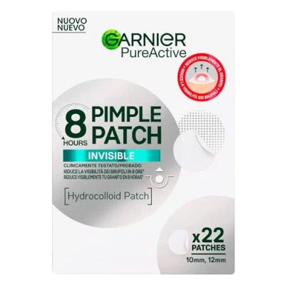Image de Garnier Pure Active Pimple Patch 8 heures réduit la visibilité du bouton absorbe l&#039;excès de sébum ultra fin et invisible sur peau en deux tailles pour tous les boutons 22 patchs
