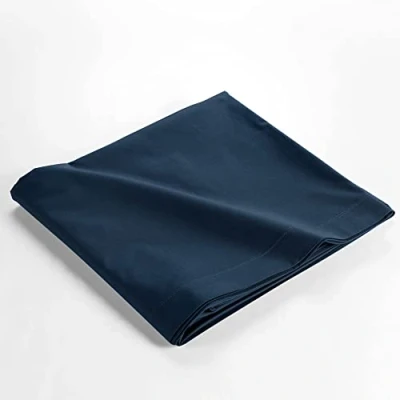 Image de douceur d&#039;intérieur, Drap Plat (240 x 300 cm) Biolina Bleu Nuit, 100% Coton Bio