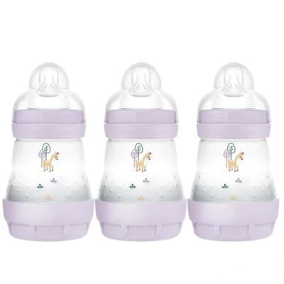 Image de MAM Easy Start Self Sterilising Anti Colic Baby Bottle 3 Pack (3 x160 ml) with Slow Flow Teats Size 1, Newborn Essentials, Pink (Designs May Vary)