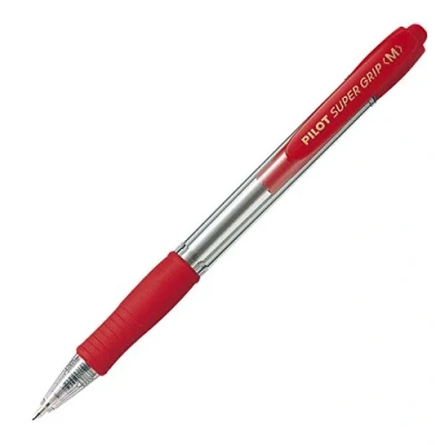 Image de Pilot Super grip Penna a sfera scatto ricaricabile con in gomma, Punta Media 1 mm, Rosso