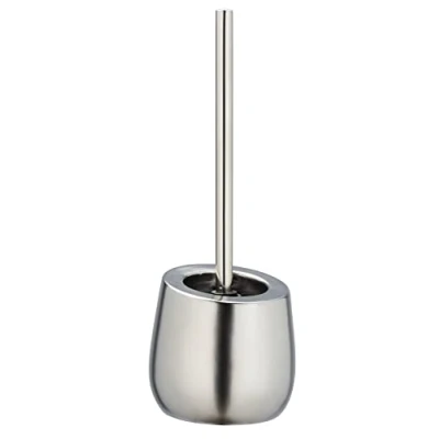 Image de WENKO brosse WC Badi Chromé mate céramique Porte avec soies en silicone et pour rebords Argent mat