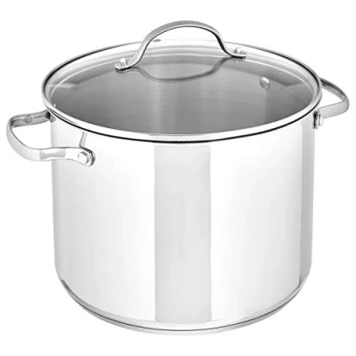 Image de Amazon Basics Marmite en acier inoxydable avec couvercle, 7,6 L, Argenté