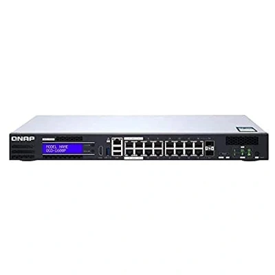 Image de QNAP QGD 1600P Géré Gigabit Ethernet (10/100/1000) Connexion Ethernet, supportant l&#039;alimentation via ce port (PoE) 1U Noir, Gris Neuf