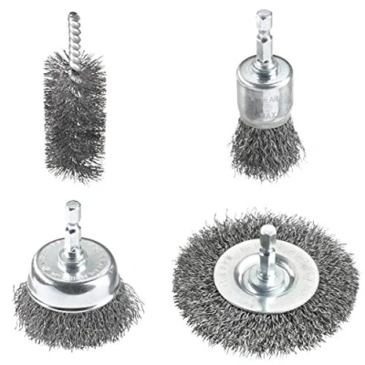 Image de kwb jeu de brosses métalliques pour perceuses avec support E 6.3 en fil d&#039;acier, embouts visseuse sans le métal, par ex. enlever la rouille ou peinture,