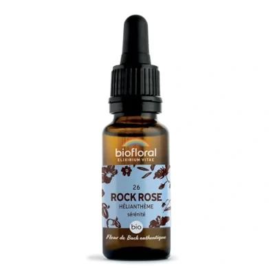 Image de Pranarôm BIOFLORAL 26 Rock Rose, Hélianthème BIO DEMETER Sérénité Fleur de Bach Authentique Compte gouttes 20 ML