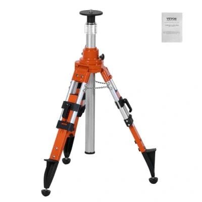 Image de VEVOR Trépied de Niveau Laser, Filetage 5/8&quot; 11, d&#039;Arpentage Robuste, Réglable en Hauteur 690 1720 mm, Bulle Niveau, Limiteur Diffusion, Pieds Antidérapants Relevables pour Construction
