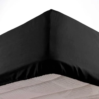 Image de douceur d&#039;intérieur, Drap Housse (140 x 190 cm) Oscar Noir, Microfibre Unie