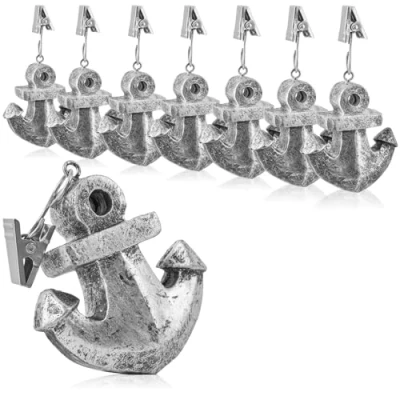 Image de com four® 8X Poids de Nappe résistants aux intempéries avec Clip en Forme d&#039;ancre env. 40g (Gris Ancre)