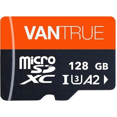 Image de Vantrue 128Go Carte mémoire microSDXC UHS I U3 4K avec Adaptateur Compatible Dashcam, Smartphone, Tablette, caméra d&#039;action et de Surveillance (128Go)