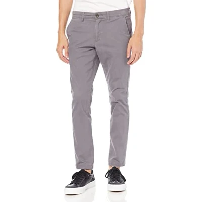 Image de Amazon Essentials Pantalon Chino Extensible, Style Décontracté, Coupe Skinny Homme, Gris Foncé, 34W / 32L
