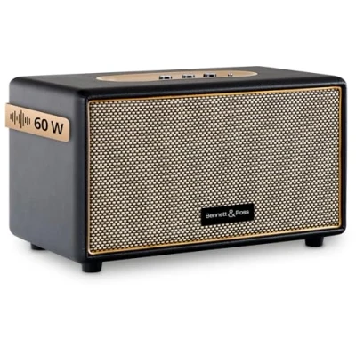 Image de Bennett &amp; Ross BB 860BK Blackmore Haut Parleur Bluetooth rétro en Cuir Vintage avec 2X 30W Speaker Entrée USB Lecteur MP3 Jack 3,5 mm aux in Enceinte Noir