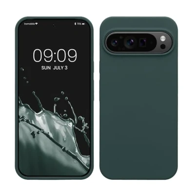Image de kwmobile Housse Compatible avec Google Pixel 9 Pro XL Coque de téléphone Protection Souple en TPU Silicone Bleu Vert