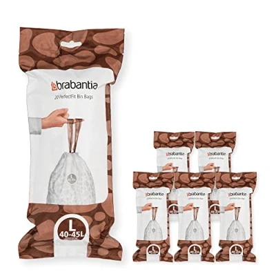 Image de Brabantia Sacs Poubelle PerfectFit Multipack (Code L / 40L 45L), Ultra Résistant, Poignées Coulissantes, 6 rouleaux (120 Sacs)