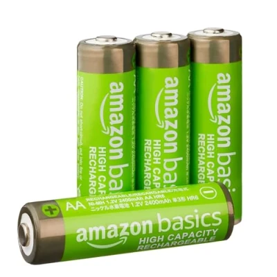 Image de Amazon Basics NiMh Piles Rechargeables AA Haute Capacité, 2400 mAh, pré chargées, Lot de 4