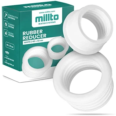 Image de Millto™ Réducteur En Caoutchouc Raccord De Tuyau Vidange 3 Bar Diamètre 40 x 32 mm Blanc
