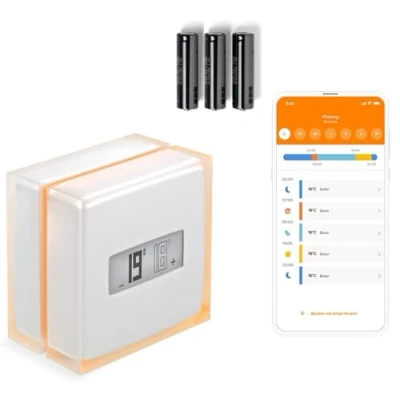 Image de Netatmo Thermostat Connecté et Intelligent Économe en Énergie WiFi Réduisez les Factures &amp; Contrôlez le Chauffage à Distance par Application, Compatible avec Chaudières Individuelles, NTH01 AMZ