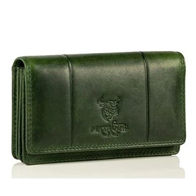 Image de MATADOR Portefeuille Femme en Cuir veritáble Structure de l&#039;accordéon avec Protection RFID testée par Le TÜV Porte Monnaie boîte Cadeau Cartes pour 12 Vert