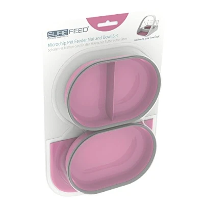 Image de Sure PetCare Lot de Tapis et Bol SureFeed, Compatible avec Le Distributeur Nourriture à Puce électronique SureFeed Couvercle hermétique intégré, pour Aliments humides secs, Rose