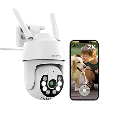 Image de DEATTI (Upgrade Version) 2K PTZ Camera Surveillance WiFi exterieure sans Fil, IP WiFi, Suivi Automatique, Audio Bidirectionnel, PIR Détection de Mouvement, Vision Nocturne Couleur, IP66