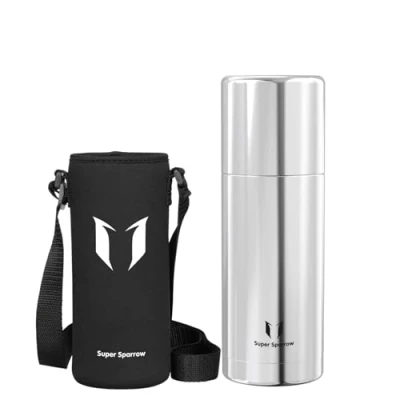 Image de Super Sparrow Gourde Isotherme 750ml Bouteille Inox Sans BPA Couvercle étanche qui sert de Tasse Maintient la Température 12/24h (Chaud/Froid)