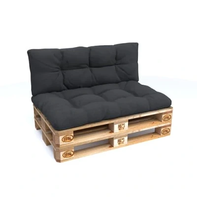 Image de POKAR Set de 2 Coussins Matelassé pour Palettes Euro: 1x Assise 120x80cm + Dossier 120x40cm, en Mousse formée à Froid, Canapé Jardin, Intérieur et Extérieur, sans Palette Anthracite