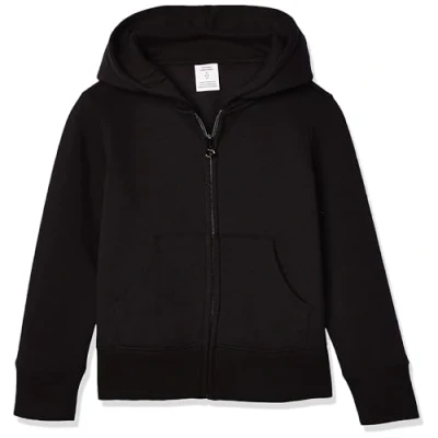 Image de Amazon Essentials Sweatshirts à Capuche en Polaire avec Fermeture Éclair Fille, Noir, 3 Ans