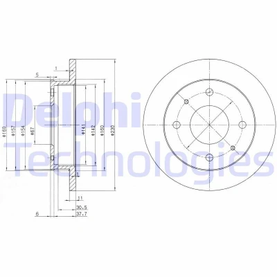 Image de DELPHI BG3337 Disque de frein 230 11 4 plein huilé non traité sans roulement roue, bague ABS HYUNDAI: Atos