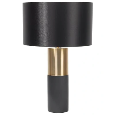 Image de Lampe à Poser de Table en Métal Gris et Doré avec Abat jour Cylindrique Noir E27 Max 40W pour Chambre ou Salon au Design Moderne Beliani