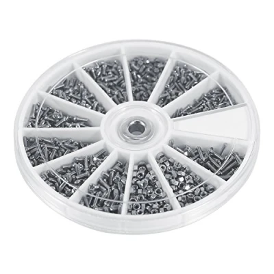 Image de 600 pièces Vis et Ecrous en Acier Inoxydable 12 Types M1 M1.2 M1.4 M1.6 Assortiment de Boulons Tête Ronde Fraisée Cruciforme avec Hexagonals Pratique pour Réparation