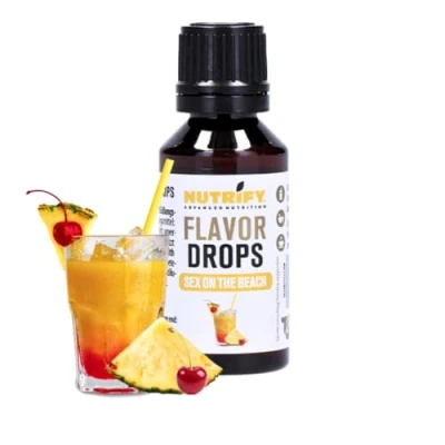 Image de NUTRIFY Flavor Drops Sex on the Beach 30 ml, gouttes aromatiques sans calories, plus de goût dans les aliments et boissons, sucre, gras, végétalien, colorants artificiels