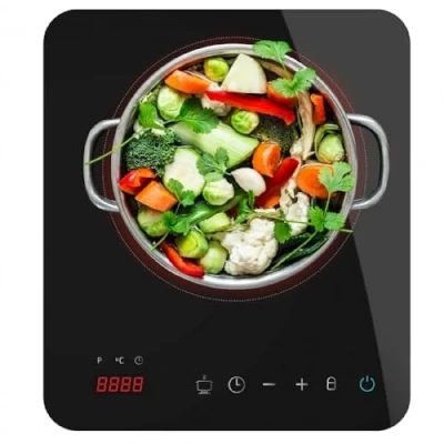 Image de Cecotec Plaque à Induction Portable 1 Feu Full Magma Single. 2000W, Design en Verre Émaillé, 10 Niveaux de Puissance, Commande Tactile, Température Ajustable, Protection contre la Surchauffe