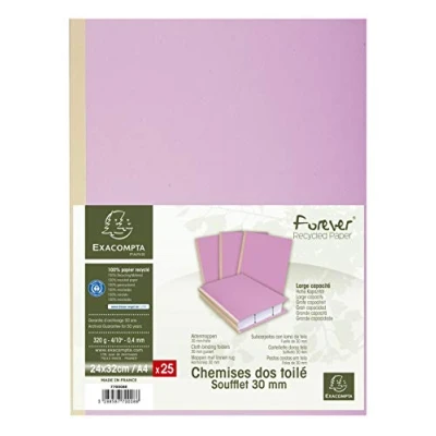 Image de Exacompta Réf. 770009E Paquet de 25 chemises rigides à soufflet dos toilé Forever® 320 g/m² 30 mm certifiées Ange Bleu dimensions 24 x 32 cm pour documents format A4 couleur gris