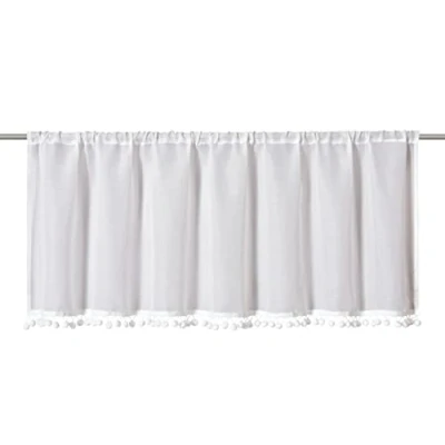 Image de Elbersdrucke Rideau de bistrot Semi Transparent avec Passage Tunnel et Pompon Loni 00 Blanc 45 x 140 cm pour Cuisine, fenêtre Brise Vue 202088