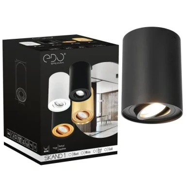 Image de EDO Spot simple en saillie SKAND 1 WHITE GU10 Luminaire plafonnier rond noir, éclairage de plafond 230V, luminaires intérieur aluminium, lampe Downlight EDO777100
