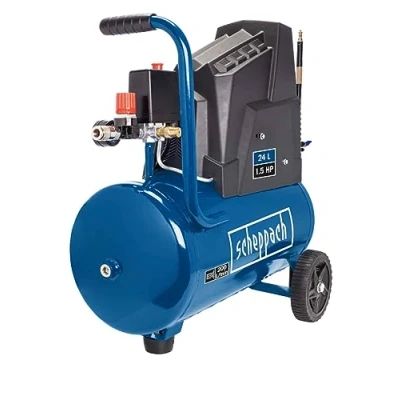 Image de Scheppach Compresseur HC30ox 1100 W Admission d&#039;air 200 L/min Cuve de 24 Litres 8 bar Sans huile &amp; Longue durée vie Raccord rapide, dispositif déplacement détendeur inclus