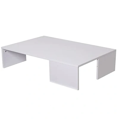Image de BAKAJI café Blanche Table Basse en Bois Design Moderne Blanc, Standard