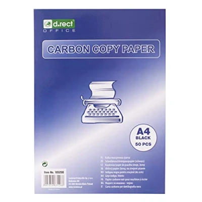 Image de D.RECT Lot de 50 feuilles papier carbone pour machine à écrire Format A4 Noir