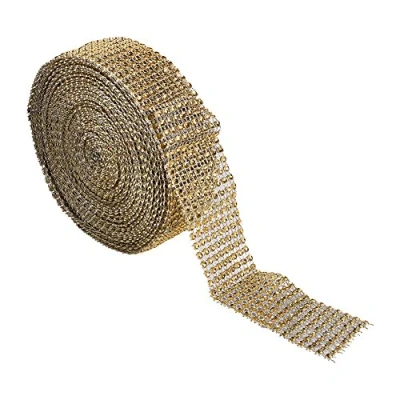 Image de Rouleau D&#039;Enveloppe De Maille Diamant 8 Rangées 10 Mètres, Ruban Cristal Étincelant, Strass Acrylique Pour Gâteaux Mariage, Décorations Artisanales Diy [Or]