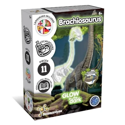 Image de Science4you Dinosaur Brachiosaurus Kit Excaver et Assembler 11 Fossiles de Dinosaure pour Enfants Qui Brille dans l&#039;obscurité, Jouets, Jeux, Cadeaux Dinosaures Garçon Fille 6+ Ans