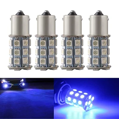 Image de Qasim 4x LED Extérieures Ampoules 1156 BA15S pour Avant et Arrière Clignotant Feux de Jour Lumière Stationnement 5050 27SMD 12V Bleu