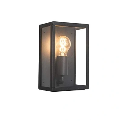 Image de Qazqa rotterdam Applique murale 1 lumière L 160 mm Noir Moderne, Rustique éclairage extérieur