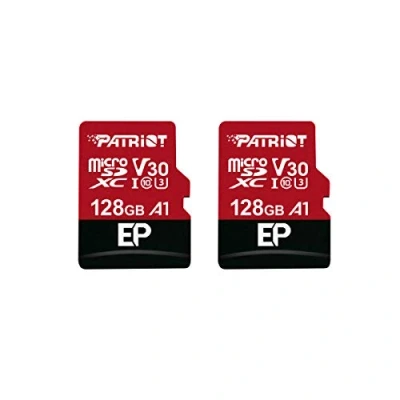Image de Patriot Memory 128GB A1 / V30 Carte mémoire pour téléphones et tablettes Android, Enregistrement vidéo 4K Pack de 2.
