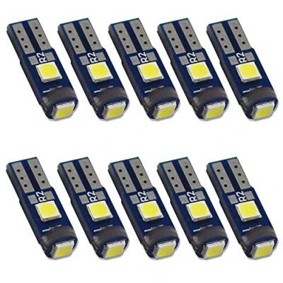 Image de HSUN T5 74 37 2723 2721 W3W Ampoule LED,3LED SMD3030 Puce 600LM extrêmement brillante pour voyant de tableau bord indicateur voiture Auto Instrument,10 pièces,Blanc 6000K