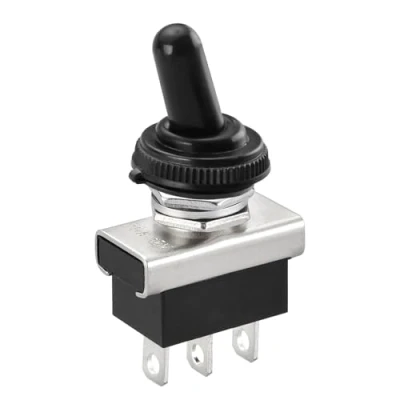 Image de Heschen Métal Interrupteur à bascule Flick Flip, KN3D 102, 12V 25A, Spdt, on/on, 2 position 3 broches, pour éclairage de tableau bord, avec capuchon étanche (1)