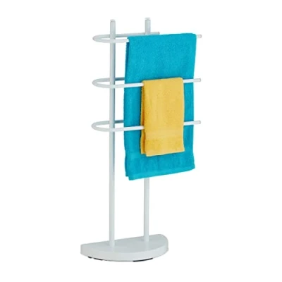 Image de Relaxdays Porte Serviettes, 3 Barres, métal, HxLxP: env. 83 x 39 18 cm, vêtements Non Fixe, Blanc