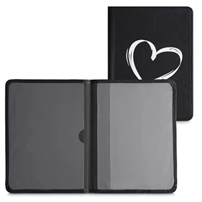 Image de kwmobile Porte permis de Conduire Carte Grise avec Compartiments Cartes Passeport Étui Portefeuille Protection en Simili Cuir Blanc Noir