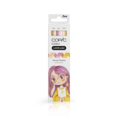 Image de COPIC Ciao LAYER &amp; MIX « Natural Palette », Set de marqueurs 3 couleurs différentes, marqueur mise en page avec une pointe largeur moyenne et brosse.