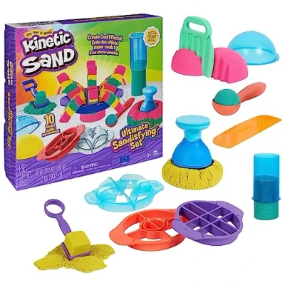 Image de Kinetic Sand Sable Magique Ultimate SANDISFYING Set 907 G + 10 MOULES Créez Différentes Formes Hypnotisantes avec Ce Et Coloré comme De La Pâte A Modeler Jouet Enfant 3 Ans