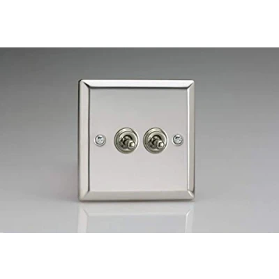 Image de Varilight XCT2 Commutateurs à bascule 2 interrupteurs Chromé 91 x 36 mm
